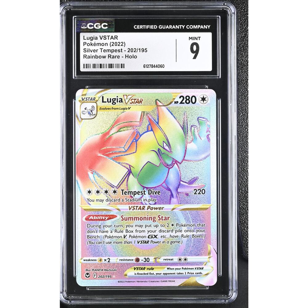CGC 9 MINT Lugia VSTAR 202/195 Pokémon 2022 Silver Tempest Rainbow Rare Holo